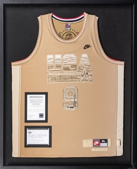 Michael Jordan Signed Olympic Dream Team Gold Jersey LE 3/9 Framed (UDA) 